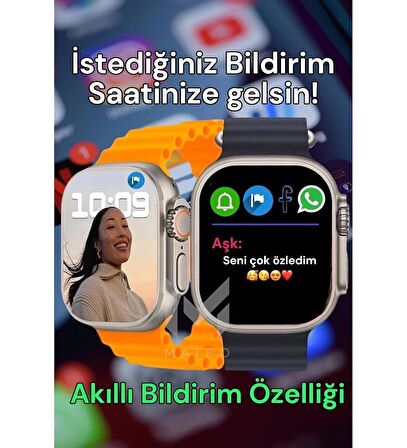 T800 Ultra Çift Kordonlu Akıllı Saat Ios Andorid Destekli Arama Özeliği Lcd Ekran 3 tuş Smartwatch