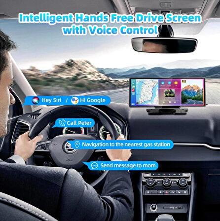  Android Auto Monitör 1080p Tüm Araçlara Uyumlu 10.26 İnç Ekran Yansıtma | Ses Kontrol Ön-Arka Kamera