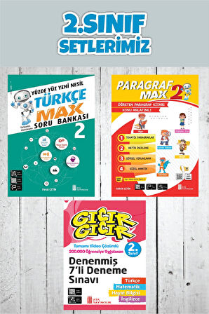2.Sınıf Yüzde Yüz Yeni Nesil Türkçe Max + Paragraf Max Konu Anlatımlı + Gıcır Gıcır Denenmiş 7 li Deneme