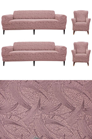 STREÇ LASTİKLİ ESNEK YIKANABİLİR PAMUKLU SEHRA DESEN 3+3+1+1 JAKARLI KOLTUK ÖRTÜSÜ KOLTUK KILIFI