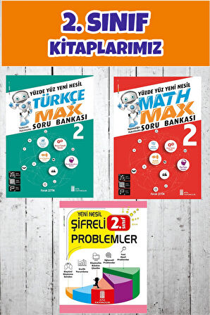 2.Sınıf Yüzde Yüz Yeni Nesil Türkçe Max + Math Max Soru Bankası + Şifreli Problemler