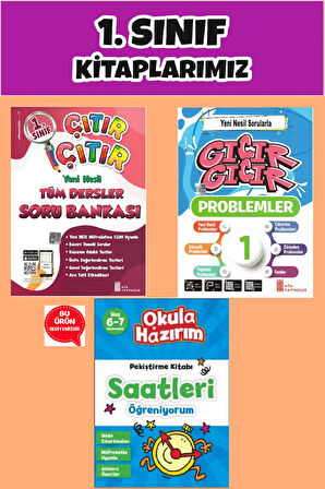 1.Sınıftan 2.Sınıfa Geçenler İçin Tekrar Seti(Çıtır Soru Bankası+Problemler+Saatleri Öğreniyorum)