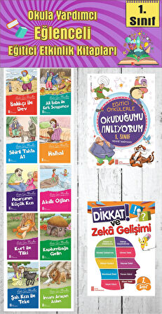 1. Sınıf Okula Yardımcı Eğitici Okuduğumu Anlıyorum - Dikkat ve Zeka Gelişimi - 10 lu Hikaye Seti