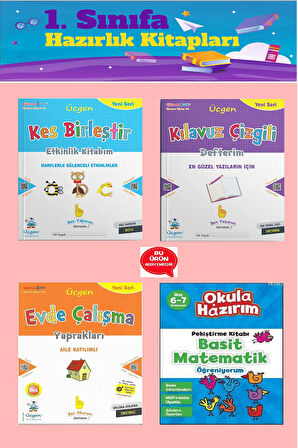 1.Sınıf Hazırlık Seti (Kes Birleştir Evde Çalışma Yaprakları+Kılavuz Çizgili Defter+Basit Matematik)
