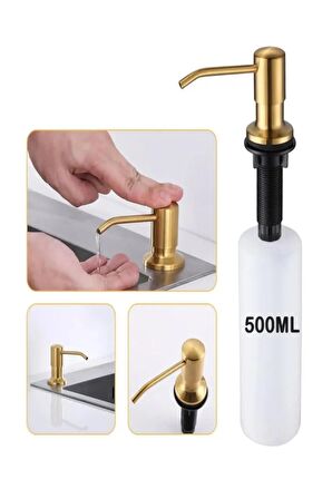 ANKASTRE SIVI SABUNLUK MAT GOLD MUTFAK EVİYE VE BANYO LAVABO UYUMLU İTHAL 5 YIL GARANTİLİ 500ML