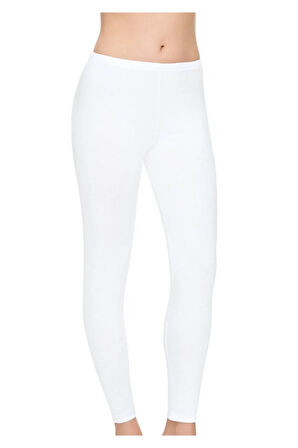 Kadın Beyaz 2'Li Paket Likralı Modal Uzun Spor  Tayt