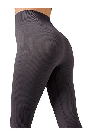 Kadın Siyah Fitilli Tayt