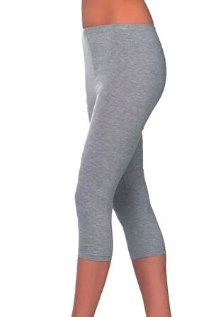 Kadın Düz Desensiz Yüksek Bel Dizaltı Kapri Tayt