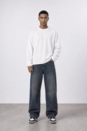 Erkek Baggy Jean Tint Mavi
