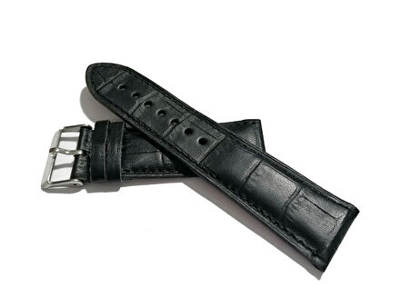 Fado&Her Saate Uygun Yarım Kroko Hakiki Deri Saat Kordonu 20 mm (149)  SİYAH