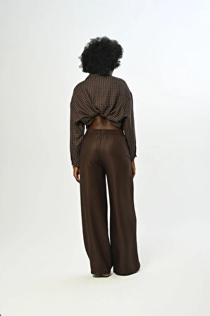 KADIN BELİ LASTİKLİ BOL PAÇA SİMLİ PANTOLON