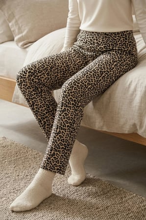 Kadın Viskon Rahat Kesim Pamuklu Pijama Altı Soft Örme Mevsimlik Ev Pantolonu