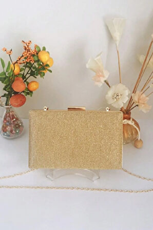 Kadın Özel Model Altın Abiye Clutch Portföy El Gece Düğün Nişan Abiye Çantası