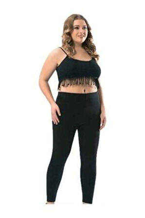 Kadın Battal Düz Uzun Kadın Yüksek Bel Penye Tayt Pantolon