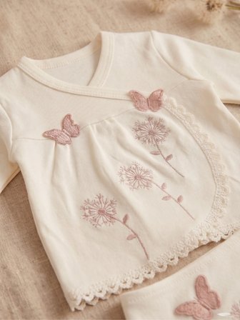 Lilliy 5'li Kız Bebek Hastane Çıkışı %100 Pamuklu Nakışlı Beyaz Set