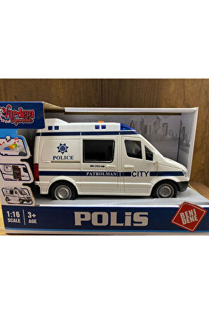 SÜRTMELİ SESLİ VE IŞIKLI POLİS ARABASI OYUNCAK POLİS ARABASI KAPILARI AÇILIR