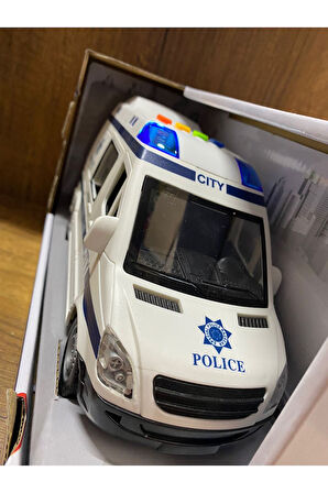 SÜRTMELİ SESLİ VE IŞIKLI POLİS ARABASI OYUNCAK POLİS ARABASI KAPILARI AÇILIR