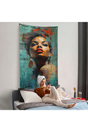 Afrikalı Güzel Kadın Duvar Örtüsü-7889