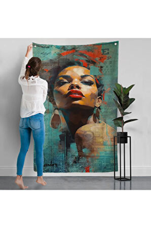Afrikalı Güzel Kadın Duvar Örtüsü-7889