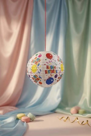 Japon Feneri Happy Birthday Baskılı Balon 25 cm Doğum Günü Asma Parti Süsü Dekorasyon Feneri