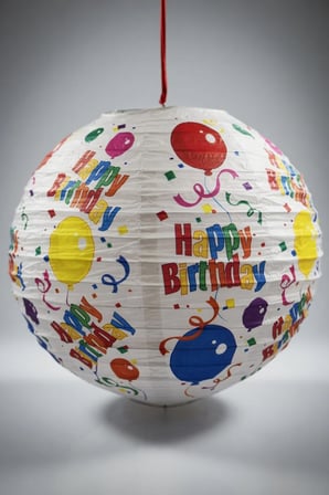 Japon Feneri Happy Birthday Baskılı Balon 25 cm Doğum Günü Asma Parti Süsü Dekorasyon Feneri