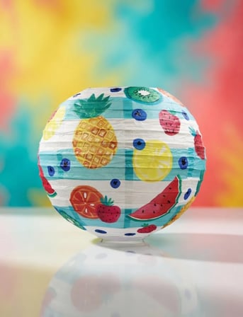 Japon Feneri Meyveli Baskılı 25 cm Renkli Parti Süsleme Dekoratif Fener