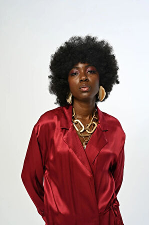 KADIN YANDAN BAĞLAMALI DÜZ RENK SATEN GÖMLEK