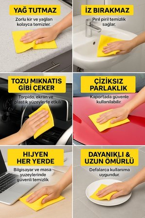 Technow 12’li Çok Amaçlı Temizlik Banyo Dayanıklı Uzun Ömürlü Mutfak Bezi