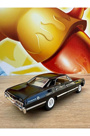 Çek Bırak 1967 Chevrolet Impala Siyah Diecast Model Araba 1967 Chevy Impala Siyah Açılan Kapılar