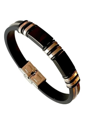 Çelik-Silikon Mixli Kararmaz Trend Model Erkek Bileklik 22cm 