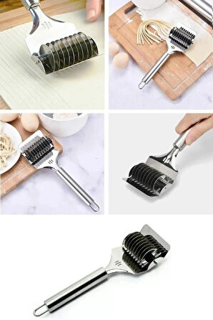 Paslanmaz Çelik Erişte ve Makarna Kesici - Hamur Dilimleyici Rulo, Pratik Kesme Aparatı