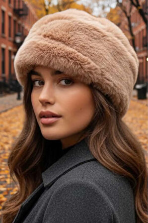 Tezzgelsin Kadın Kışlık Vegan Kürk Peluş Kalpak Şapka