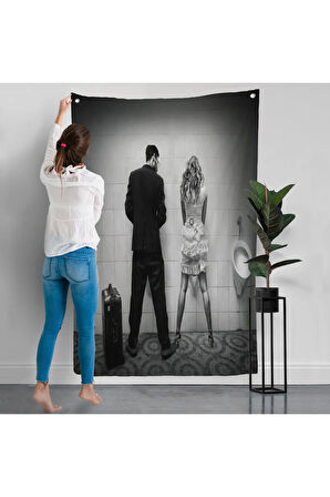 Pisuvara İşeyen Çift Duvar Örtüsü-7890