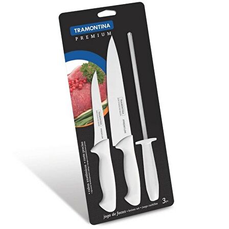 Tramontina 24499/812 3 lü Bıçak+Masat Seti Beyaz (Blisterli)