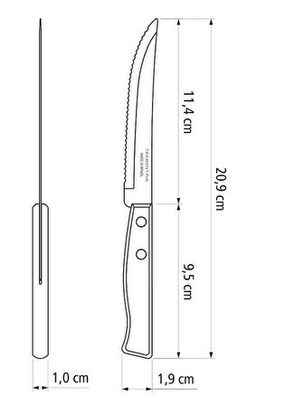 Tramontina Tradicional 22200/405 6 adet Tırtıklı Et Steak Bıçağı 13cm