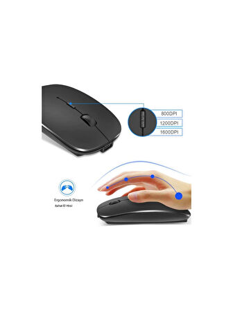 Bluetooth Mouse Slim Laptop/Tablet/Android -Mac Uyumlu Bluetooth Mouse