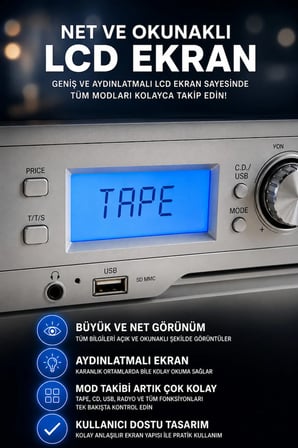 Kn-140 Nostaljik Plak Çalar - Bluetooth, CD Çalar, USB, FM Radyo Destekli Çok Fonksiyonlu Müzik Kutusu
