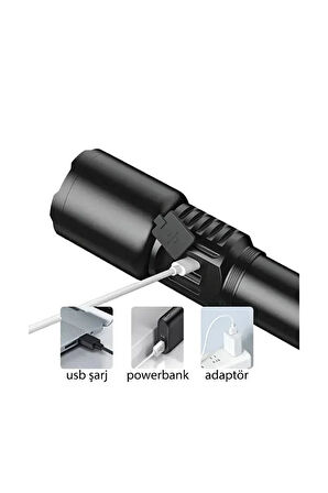 GOLD ORİON ALÜMİNYUM USB ÇIKIŞLI EL FENERİ (OR-2208-TG)