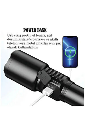 GOLD ORİON ALÜMİNYUM USB ÇIKIŞLI EL FENERİ (OR-2208-TG)