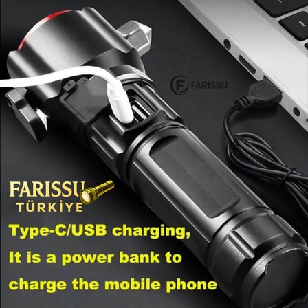 OR-2210-TG Alüminyum Alaşımlı Şarj Edilebilir Taktik El Feneri - 1000 Watt 6000 Lümen, 1 Km Menzilli