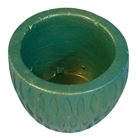 Uretti - Ayşe 7362 3907 El Yapımı Desenli Dekoratif Minik Yeşil Saksı / Biblo - 6 x 7 cm