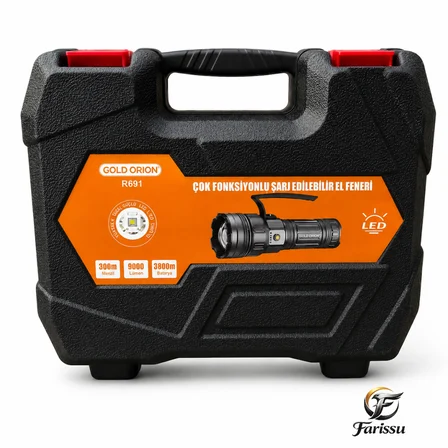Gold Orion R691 Çok Fonksiyonlu Şarj Edilebilir El Feneri - Karanlığı Delen Güç!