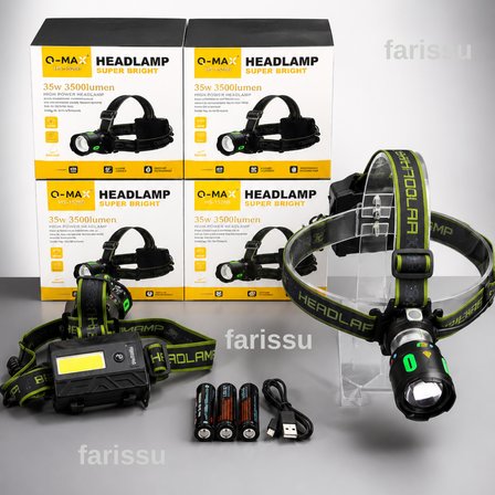 PS-T2210 Süper Parlak 35W 3500 Lümen Şarj Edilebilir Kafa Lambası - Teleskobik Zoomlu Avcı Feneri