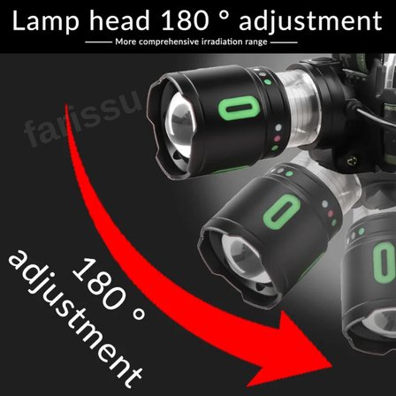 PS-T2210 Süper Parlak 35W 3500 Lümen Şarj Edilebilir Kafa Lambası - Teleskobik Zoomlu Avcı Feneri