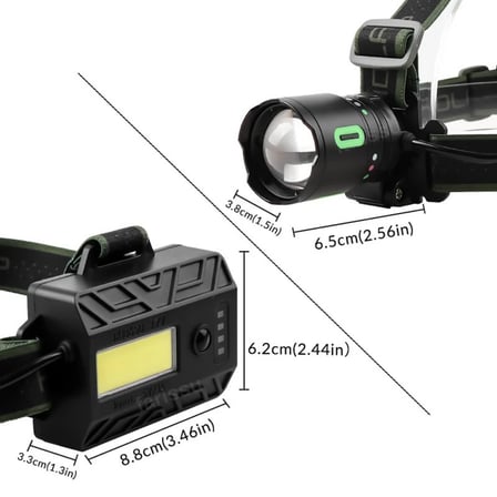PS-T2210 Süper Parlak 35W 3500 Lümen Şarj Edilebilir Kafa Lambası - Teleskobik Zoomlu Avcı Feneri
