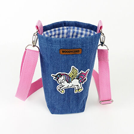 Woodycord 1 Litrelik Kot Termos Matara Kılıfı Unicorn Pembe Askı