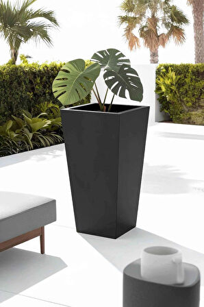 Aura Conica Fiber Konik Saksı Mat - 70x40cm - Büyük Boy - Üst Açıklık 40cm - Yükseklik 70cm Fiber Saksı Fiberglass