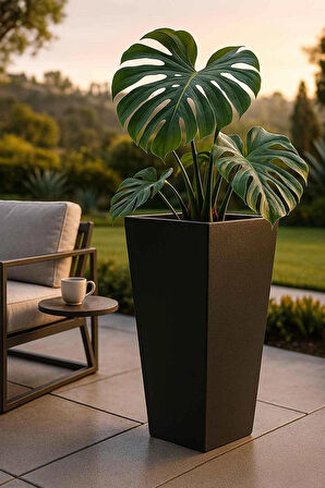 Aura Conica Fiber Konik Saksı Mat - 70x40cm - Büyük Boy - Üst Açıklık 40cm - Yükseklik 70cm Fiber Saksı Fiberglass