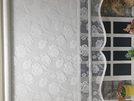 Çift Mekanizmalı Kirli Beyaz Tül Perde ve Ekru Stor Perde STB1093