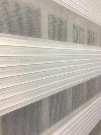 Pliseli Stor Zebra Perde Ekru Etek Dilimli STB481